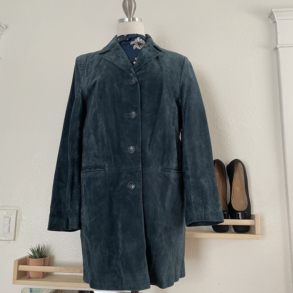 Vintage Women's DENNIS BASSO 100% Geniune Leather Blue‎ Jacket Size Small
